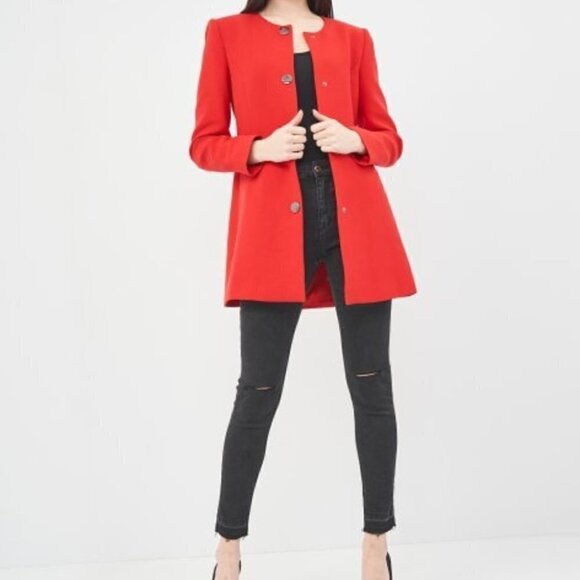 Zara | Button front jacket in red - Picture 3 of 12